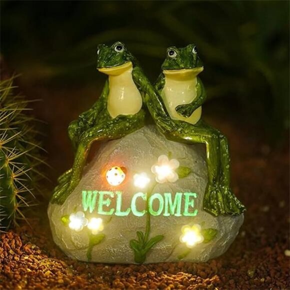 Nacome Solar Garden Outdoor Statues Frog with Succulent and 7 LED Light - Picture 7 of 7